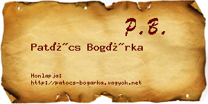 Patócs Bogárka névjegykártya